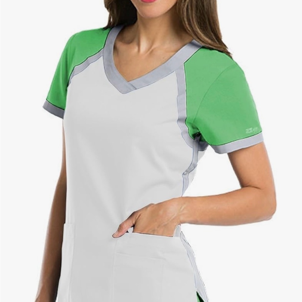 Set of 3 Grey's Anatomy V-Neck Scrub Tops - Black, Pink, Gray - Small. - Picture 9 of 9